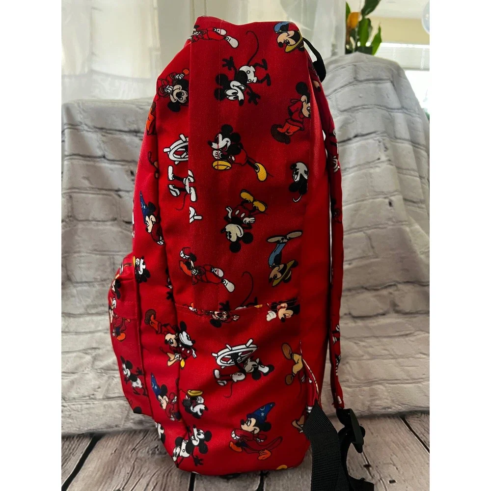 Disney Mickey Mouse Red All Over Print Canvas Backpack Steamboat Sorcerer